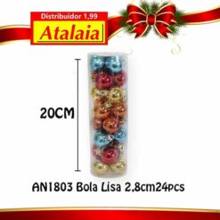 An1803 Bola Lisa Color Tubo Pvc 2,8cm C/24pcs
