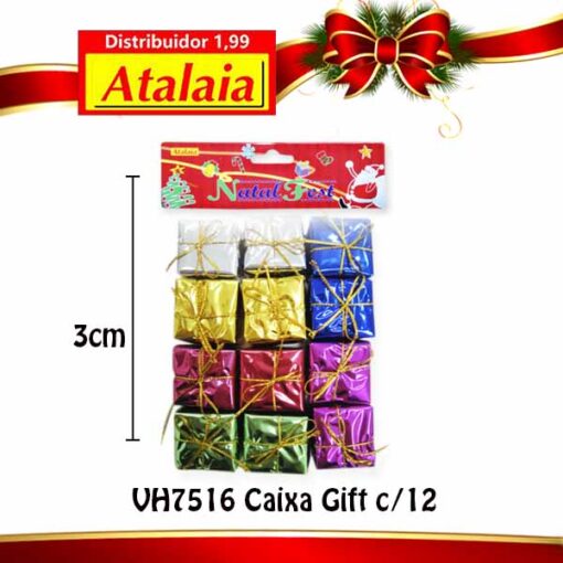 Vh7516 Enfeite Caixa Gift 3cm C/12