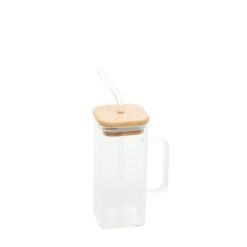 Caneca Vd C/ Canudo Tampa Bambu  380ml