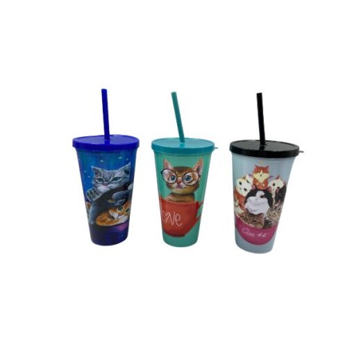 Copo Plast C/ Canudo 600ml