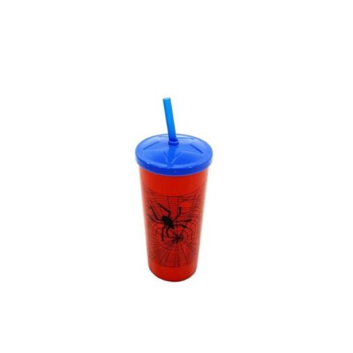 Copo Plast C/ Canudo Aranha 600ml