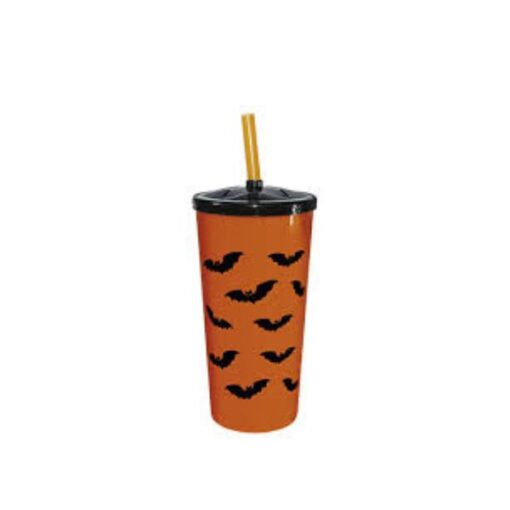 Copo Plast C/ Canudo Halloween 600ml