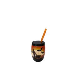 Copo Plast C/ Canudo Halloween Bruxinha 300ml