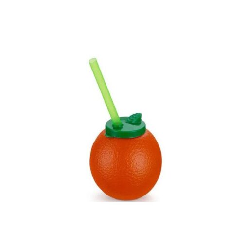 Copo Plast C/ Canudo Laranja 300ml