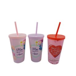 Copo Plast C/tampa/canudo Mae/amor