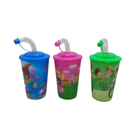 Copo Plast Inf 3d C/ Canudo 350ml