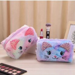 Estojo/necessaire Pelucia Gatinho C/ Pompom