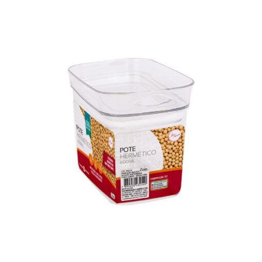 Pote Plast Hermetico Ret 600ml