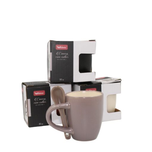 Caneca Ceramica C/ Colher 90ml