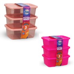 Conj Pote Plast Ret Cristal/neon C/03 1,14l