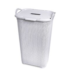 Cesto Rattan C/ Tampa Basculante Branco