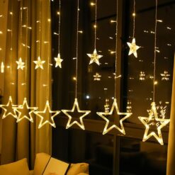 Pisca Cascata Estrela 138 Leds Branco Quente 2,5m