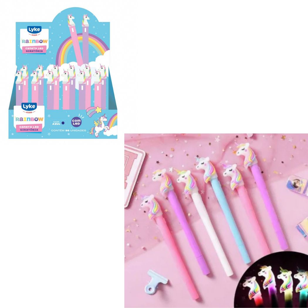 Caneta Gel Unicornio C/ Luz