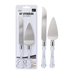Kit Faca C/espatula P/bolo Cristal