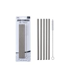 Kit Canudo Metal C/04 + Limpador