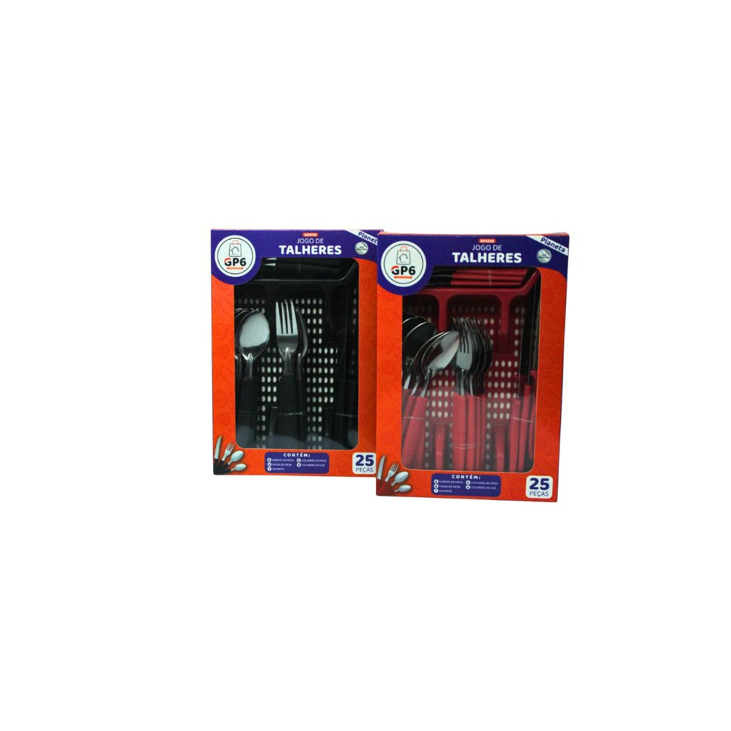 Jogo Talher C/ Suporte Color C/25 Pcs