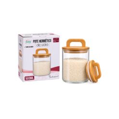 Pote Vd Hermetico C/ Tampa Bambu 500ml