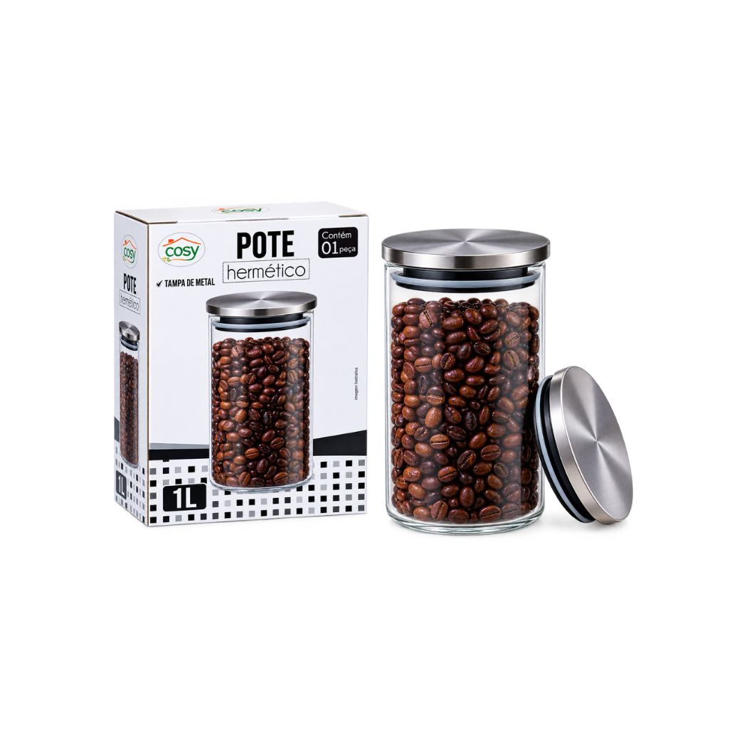 Pote Vd Hermetico C/ Tampa Metal 1l