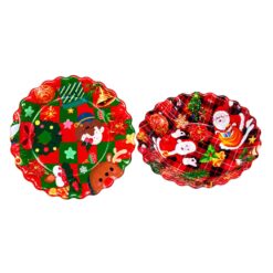 Bandeja Plast Red Ondulada Natal 26,5x26,5cm