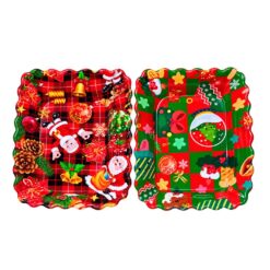 Bandeja Plast Qd Ondulada Natal 32x24cm