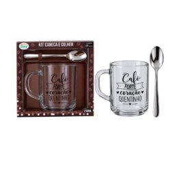 Caneca Vd Frases C/ Colher Metal 250ml
