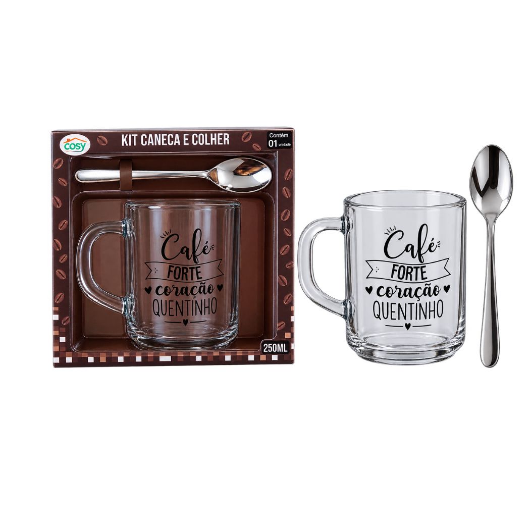Caneca Vd Frases C/ Colher Metal 250ml
