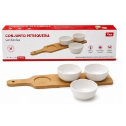 Conj Bandeja Bambu C/03 Petisqueiras Ceramica